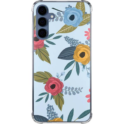 Blue Fall Flowers Galaxy A35 5G Clear Case